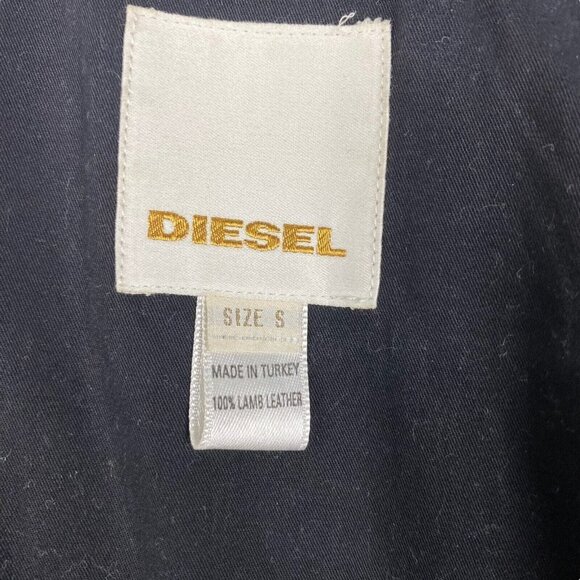 Diesel Men's Black Lamb Leather Full Zip Bomber Jacket Epaulettes US S - Picture 16 of 16